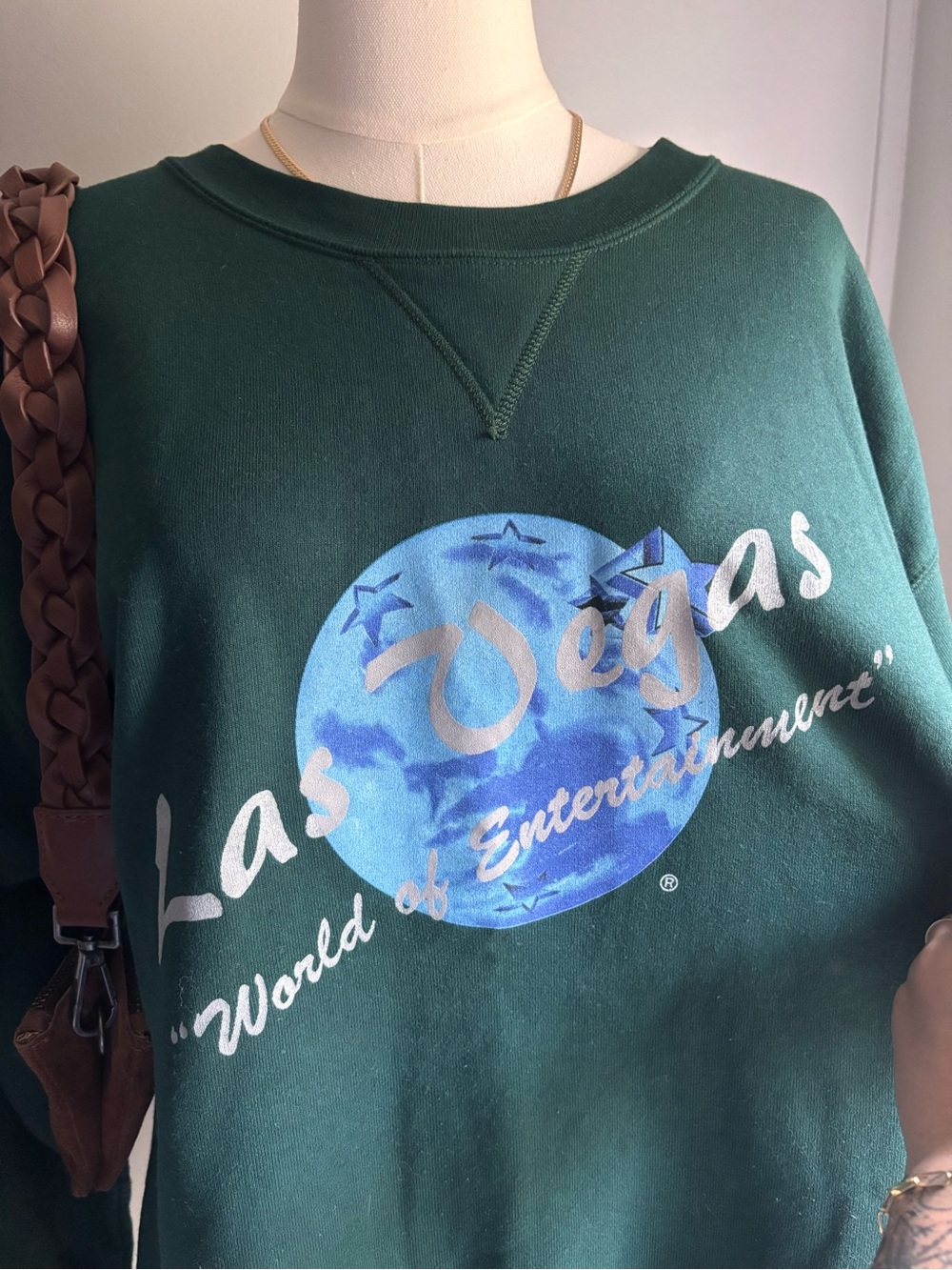 Las Vegas Graphic Crewneck Sweatshirt - Forest Green - Picture 2 of 5